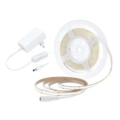 Solight WM59-NW LED COB pásek, sada s adaptérem, vypínač, 5m, 8W/m, 800lm/m, neutrální bílá