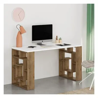 Hanah Home Study Desk Maze - White, Dark Oak