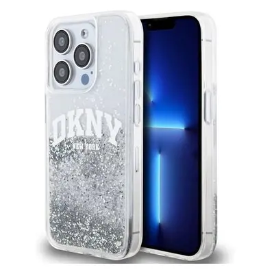 DKNY Liquid Glitter Arch Logo Zadní Kryt pro iPhone 14 Pro Max Transparent