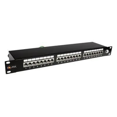 Solarix Patch panel 24 x RJ45 CAT6 STP černý 1U, 24200124