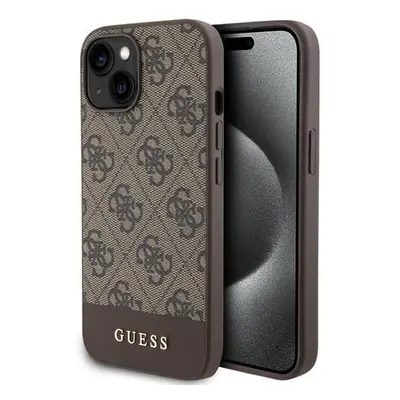 Guess PU 4G Stripe MagSafe Kryt iPhone 15 hnědý