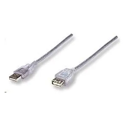 MANHATTAN Kabel USB 2.0 A-A prodlužovací 1,8m (stříbrný)