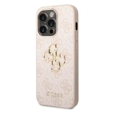 Guess PU 4G Metal Logo kryt iPhone 14 Pro Max růžový