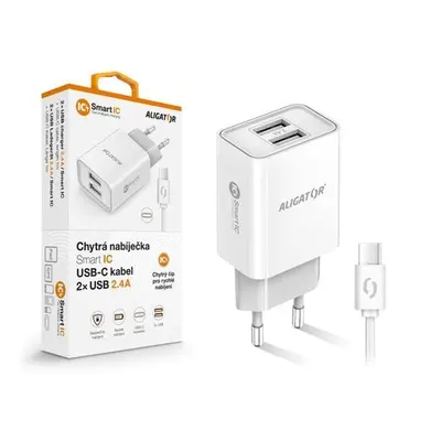 ALI CN 2,4A,2xUSB, USB-C, bílá CHA0043