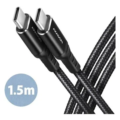 AXAGON BUCM-CM15AB, HQ kabel USB-C USB-C, 1.5m, USB 2.0, PD 60W 3A, ALU, oplet, černý