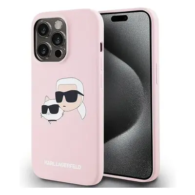 Karl Lagerfeld Liquid Silicone Double Heads Magsafe Zadní Kryt pro iPhone 14 Pro Pink