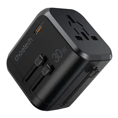 Choetech PD5008 travel charger, 3xUSB-A, 2xUSB-C, GaN, 35W, US/EU/UK/AU (black),