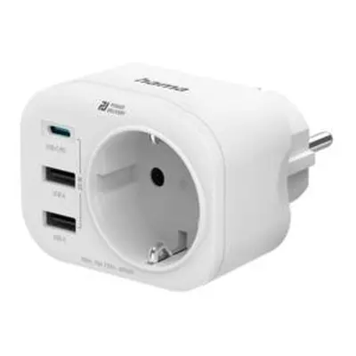 Hama zásuvková USB nabíječka, 1x el. zásuvka, 1x USB-C PD, 2x USB-A, 20 W