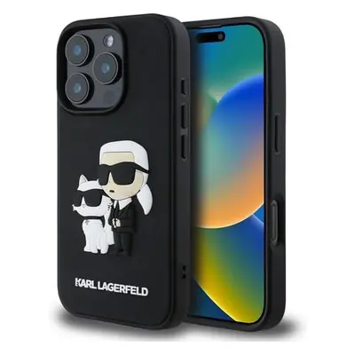 Karl Lagerfeld PU Saffiano Karl and Choupette Zadní Kryt pro iPhone 16 Pro Black