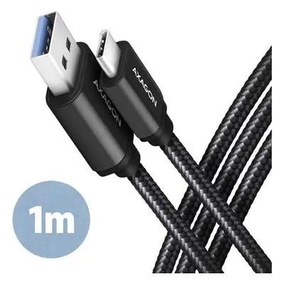 AXAGON datový a nabíjecí kabel USB-A na USB-C / USB 3.2 Gen1 / 3A / ALU / oplet / 1m / černý