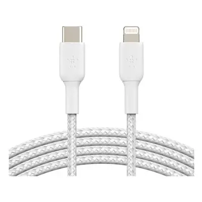 Belkin CAA004bt1MWH oplétaný USB-C - Lightning, 1m, bílý