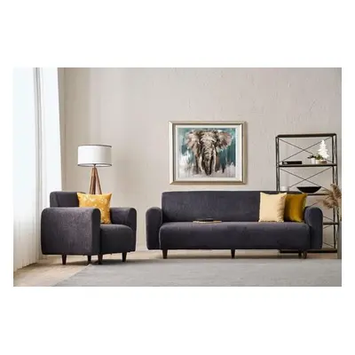 Atelier del Sofa Sofa Set Noya Chenille - Anthracite Anthracite