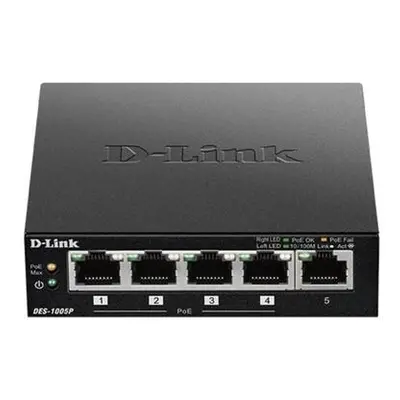 D-Link DES-1005P 5-port 10/100 switch, 4xPoE+,60W, DES-1005P/E