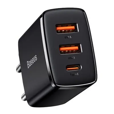 Nabíječka Baseus Compact Quick Charger, 2xUSB, USB-C, PD, 3A, 30W (czarna)