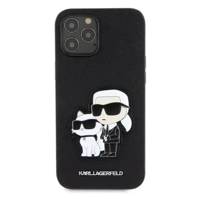 Karl Lagerfeld PU Saffiano Karl and Choupette NFT Zadní Kryt pro iPhone 12 Pro Max Black