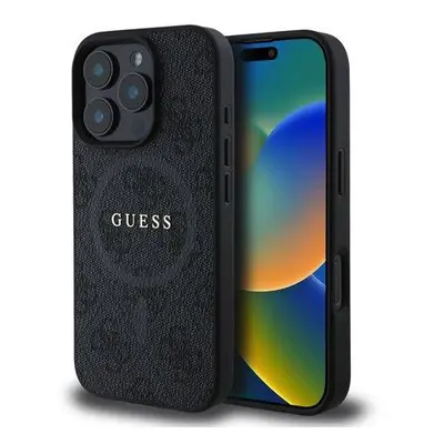 Guess PU Leather 4G Colored Ring MagSafe Zadní Kryt pro iPhone 16 Pro Max Black