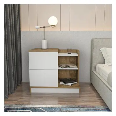 Hanah Home Nightstand Rena - White, Oak