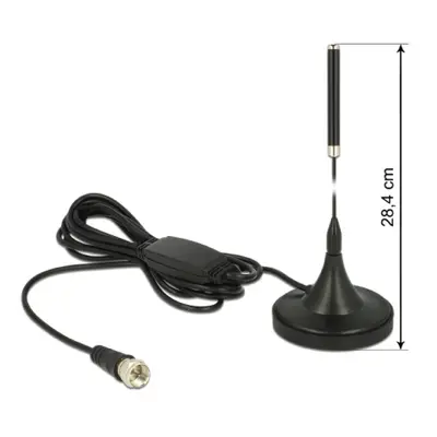 Delock DAB+ Antenna F Plug 21 dB active omnidirectional with magnetical stand fix black