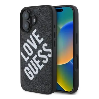 Guess PU Leather 4G Big Love Logo MagSafe kryt pro iPhone 16 černý