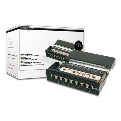 Digitus Desktop CAT 6 Patch Panel, stíněný Class E, 8-port RJ45, 8P8C, LSA, černý, 482x44x109, D