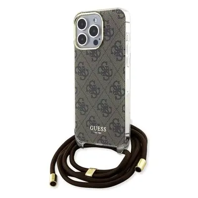 Guess IML 4G Printed Crossbody Zadní Kryt pro iPhone 15 Pro Max Brown