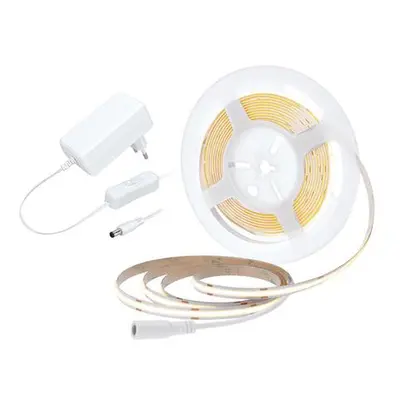 Solight WM59-WW LED COB pásek, sada s adaptérem, vypínač, 5m, 8W/m, 800lm/m, teplá bílá