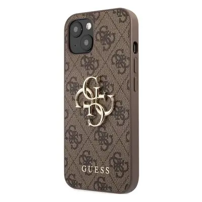 Guess PU 4G Metal Logo Case iPhone 13 hnědý