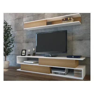 Hanah Home TV Unit Sims - White, Teak