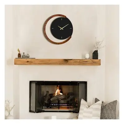 Wallity Decorative Metal Wall Clock Moon Time Wooden Metal Wall Clock - APS117