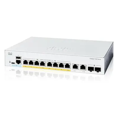 Cisco Catalyst switch C1200-8FP-2G (8xGbE,2xGbE/SFP combo,8xPoE+,120W,fanless), C1200-8FP-2G