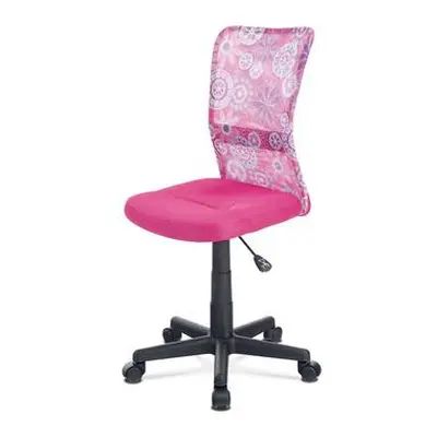 Autronic KA-2325 PINK Kancelářská židle, růžová mesh, plastový kříž, síťovina motiv