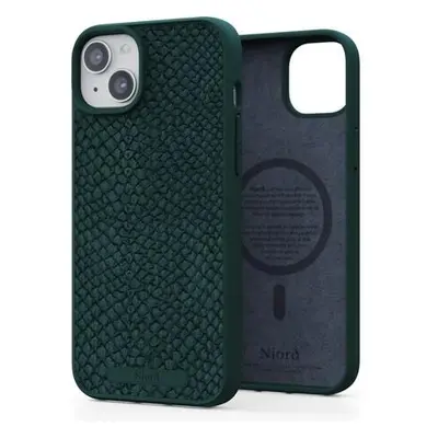 NJORD Salmon Leather Magsafe kryt iPhone 15 Plus zelený