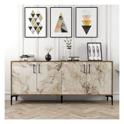 Hanah Home Console Kiev - Walnut, White Marble