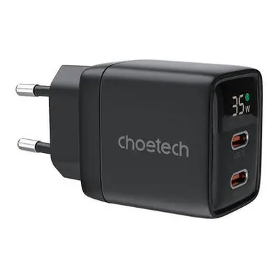 Wall charger GAN3 USB-C+C PD35W Choetech PD6051 (black),