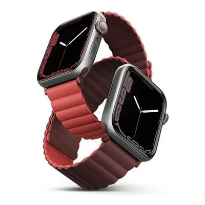 UNIQ Revix oboustranný řemínek pro Apple Watch 41/40/38mm Burgundy (kaštanový/korálový)