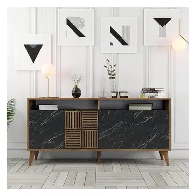 Hanah Home Console Milan 160 - Walnut, Black Marble