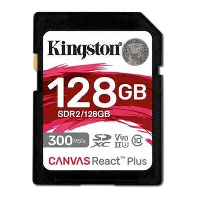 Kingston paměťová karta 128GB Canvas React Plus SDXC UHS-II 300R/260W U3 V90 for Full HD/4K/8K