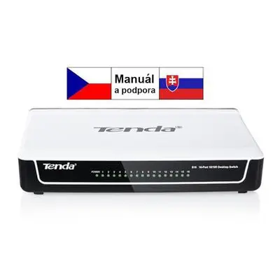 Tenda S16 - 16x 10/100 Mbps Fast Ethernet Switch, Fanless-bez ventilátorů, Desktop, S16