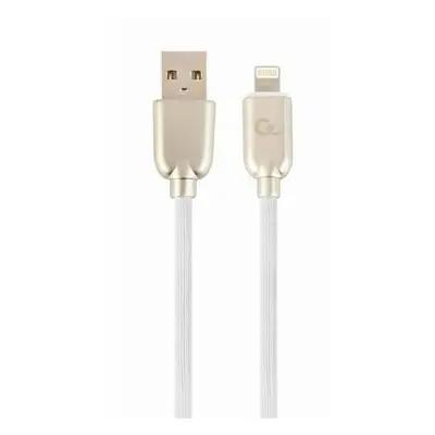 Gembird kábel nabíjací Lightning 8-pin (M) na USB 2.0 (M), prémiový, gumovo - opletený, 2 m, bie