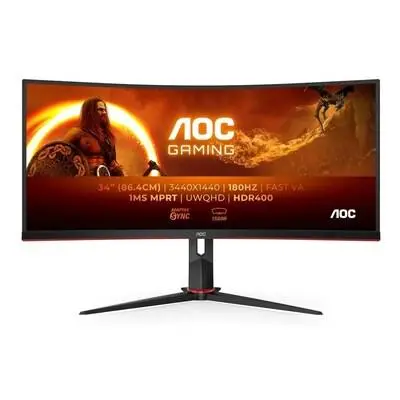 AOC MT VA LCD WLED 34" CU34G2XP/BK - VA panel, 3440x1440, 180Hz, 1ms, 2xHDMI, 2xDP, repro, nast.