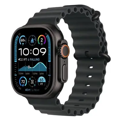 Apple Watch 49/44/45/46mm černé prodloužení oceánského řemínek s černým titanem