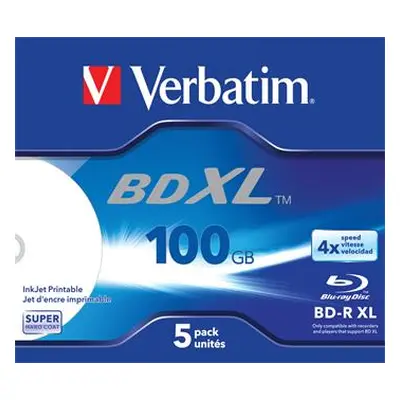 VERBATIM BD-R XL 100GB, 4x, printable, jewel case 5 ks, 43789