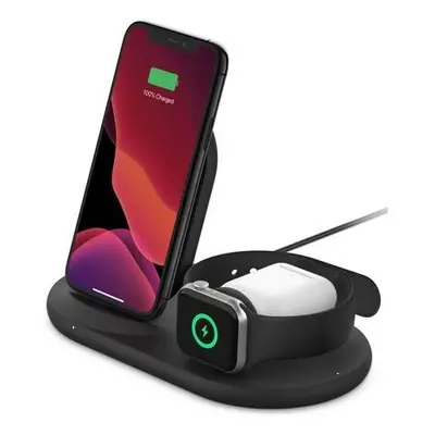 BELKIN Qi 3v1 nabíjecí stojan, černý (iPhone, Apple Watch, AirPods)