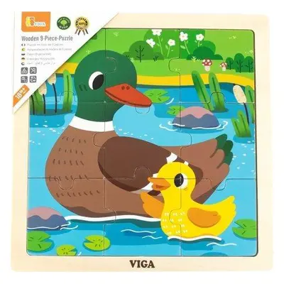 VIGA Dřevěné puzzle Kachničky, 9 dílků