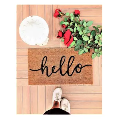 Aberto Design Coco Doormat Hello BrownBlack