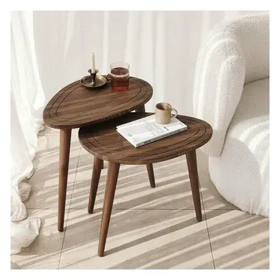 Hanah Home Nesting Table (2 Pieces) Sweet Set - Walnut Walnut