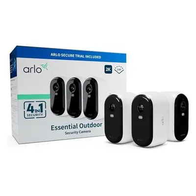 Arlo Essential (Gen.2) 2K venkovní bezpečnostní kamera, 3 Pack, bílá