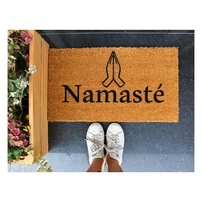 Aberto Design Coco Doormat Namaste BrownBlack