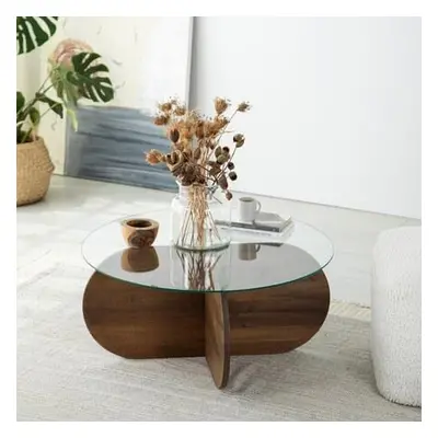 Hanah Home Coffee Table Bubble Wood - Walnut Walnut