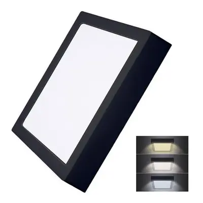 Solight WD175-B LED mini panel CCT, přisazený, 24W, 1800lm, 3000K, 4000K, 6000K, čtvercový, čern